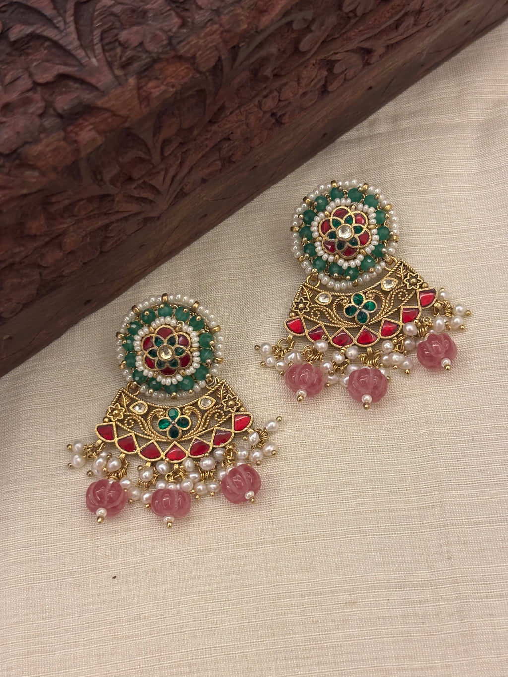 Lotus Lattice Heritage Pearl Earrings
