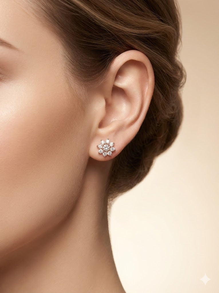 Petite Pave Sunburst Stud Earrings