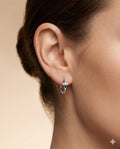 Pave Detail Silver Huggie Hoops