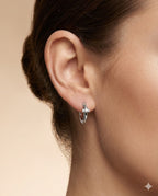 Pave Detail Silver Huggie Hoops